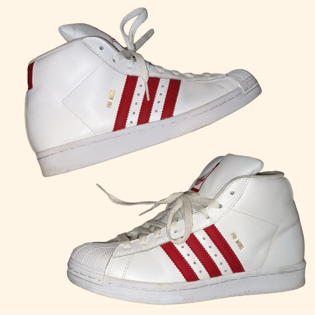 Adidas Women's White And Red High-Top Sneakers